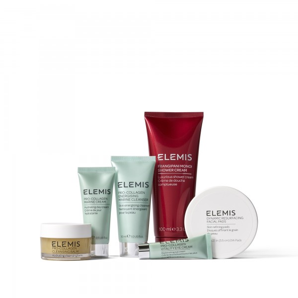Колекція Elemis travel-бестселерів у косметичці